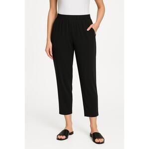 DKNY Ankle Pant Womens Size Medium Black Flowy Stretchy Waist Relaxed Minimalist